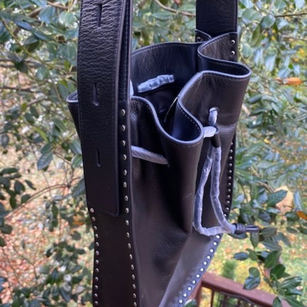 REBECCA MINKOFF BLACK LEATHER NANINE STUDDED SHOULDER BAG - Picture 3 of 8